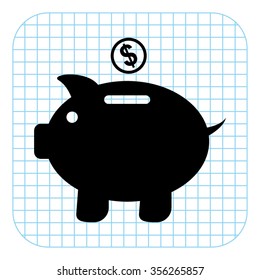 Piggy bank - black  vector icon