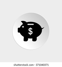 Piggy bank  - black vector icon