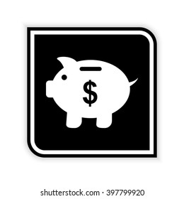Piggy bank  - black vector icon