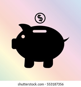 Piggy bank  - black vector icon