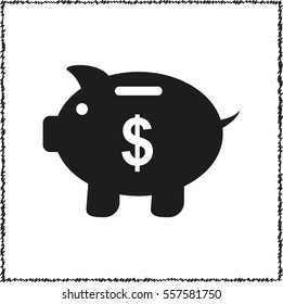 Piggy bank  - black vector icon