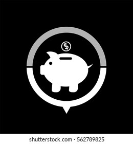 Piggy bank  - black vector icon