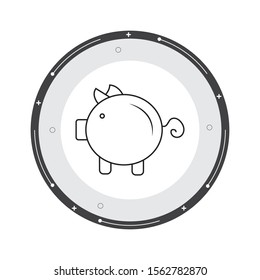 piggy bank black and white line vector icon