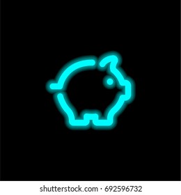Piggy bank blue glowing neon ui ux icon. Glowing sign logo vector