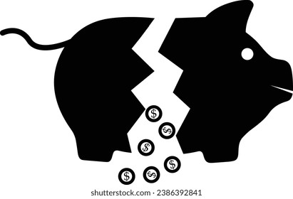 Piggy Bank Broken Vector| open Money saving and bank
