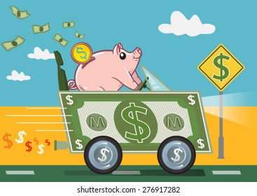 piggy bank business success way to money, vector