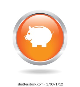 piggy bank button with white background