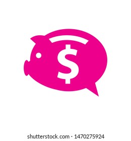 piggy bank and chat bubble icon concept 