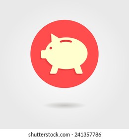 piggy bank in the circle with shadow. flat style trendy modern design vector illustration