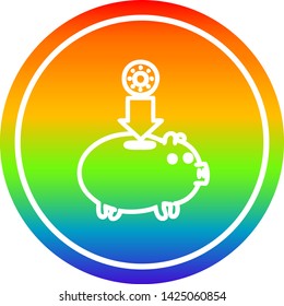 piggy bank circular icon with rainbow gradient finish