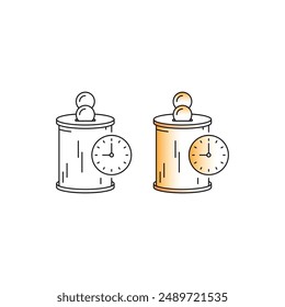 piggy bank and clock concept on white background. analog clock and piggy bank