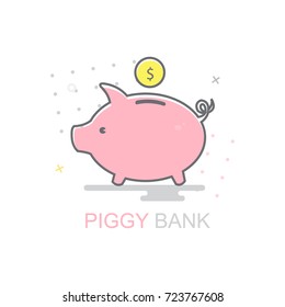 Piggy bank and coin