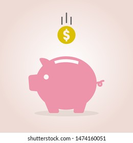 Piggy bank and coin icon