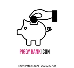 Piggy bank with coin. Money saving, economy, investment, banking or business services concept. Vector illustration