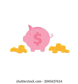 piggy bank, piggy bank, coin save, coin collecting, investment icon, piggy bank icon, concept of banking or financial business administration.vector illustration