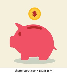 piggy bank and coin, saving concept