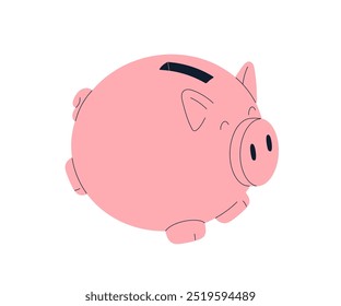 Piggy bank com slot de moeda para poupanças e finanças pessoais. Bonitinho rosa caixa de dinheiro, porco para armazenar dinheiro. Piggybank, brecha, ícone financeiro. Ilustração de vetor plano isolada no plano de fundo branco