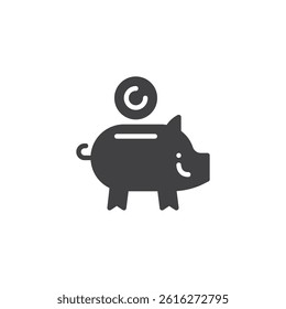 A piggy bank with a coin slot vector icon. filled flat sign for mobile concept and web design. Money Savings glyph icon. Wealth accumulation symbol, logo illustration. Vector graphics