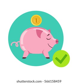 Piggy Bank And Coin As Symbol Of Personal Savings, Insurance Company Services Infographic Illustration