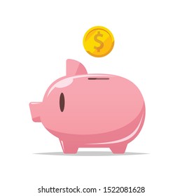 Piggy bank with coin vector isolated illustration