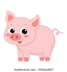 Piggy bank coins saving money concept Cute pink piggy bank in cartoon style for your design isolated 