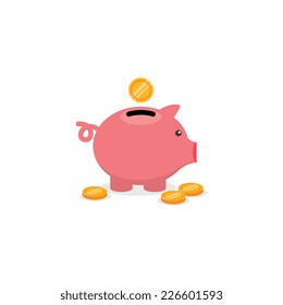 Piggy Bank and Coins Vector Illustration