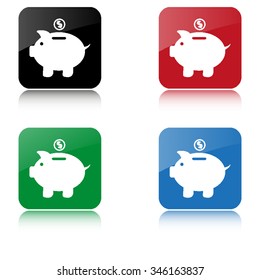 Piggy bank  - color vector icon  with shadow
