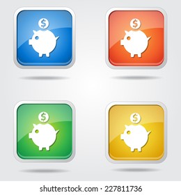 Piggy Bank Colorful Vector Icon Design