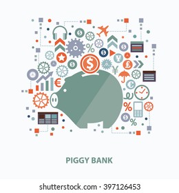 Piggy bank concept design on clean background,vector