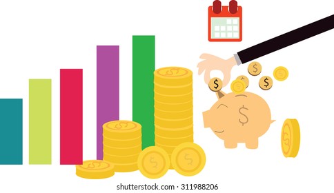piggy bank concept in flat style - money savings