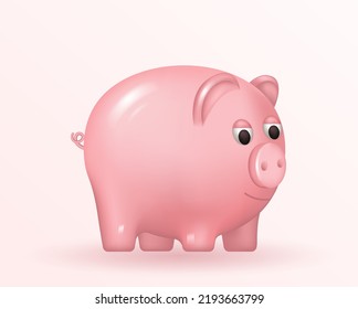 Piggy bank  concept. Realistic 3d design. Keep and accumulate cash savings. Safe finance investment. Vector illustration