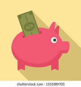 Piggy bank crowdfunding icon. Flat illustration of piggy bank crowdfunding vector icon for web design