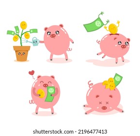 Piggy Bank Cute Cartoon Character