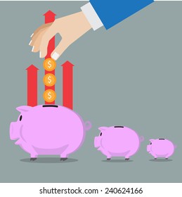 Piggy bank deposit money for saving your finance to investment.