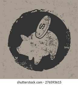 Piggy bank design on grunge background, grunge vector