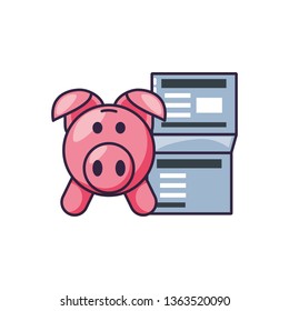 piggy bank with document
