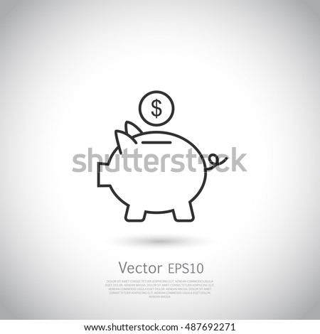 Piggy bank and dollar coin icon.