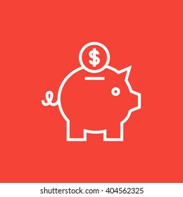 Piggy bank with dollar coin line icon.