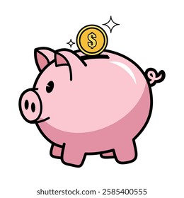 Piggy bank with dollar coin vector illustration