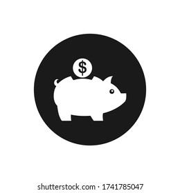 piggy bank dollar coins icon vector