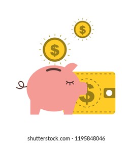 piggy bank dollar coins wallet business