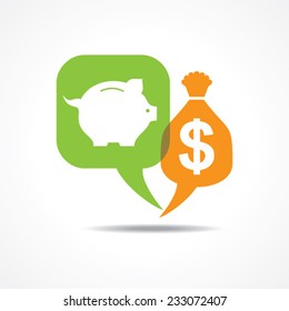 Piggy bank and dollar symbol in message bubble stock vector