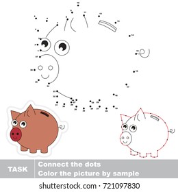 Piggy Bank. Dot to dot educational game for kids.