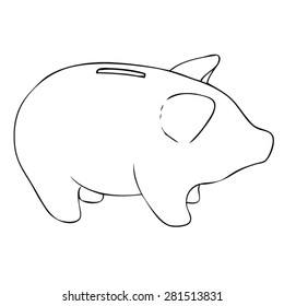 Piggy Bank - Drawn Outline Vector