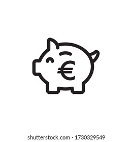 Piggy Bank and Euro Coin Icon In Trendy  Design Vector Eps 10