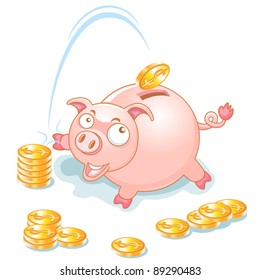 Piggy Bank and falling Money