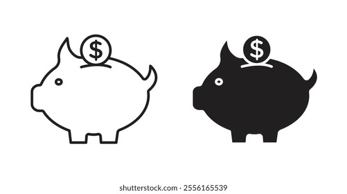 Piggy bank Filled flat icons set for apps and web ui designs.