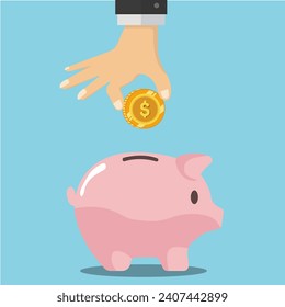 Piggy bank filled with money .Eps 10 vector.