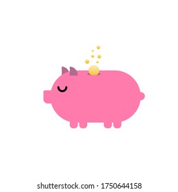 the piggy bank. Financial concepts and saving. Success in investing and safe deposit strategies Vector illustration isolated on white back,pink piggy