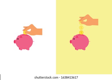 A piggy bank flat design